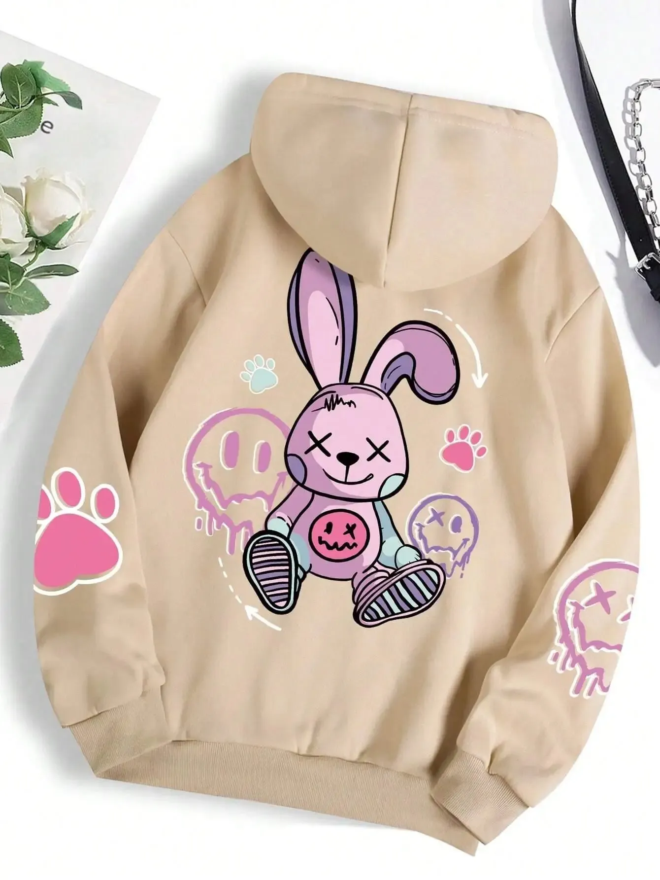 Street Casual Printed Female Hoodie