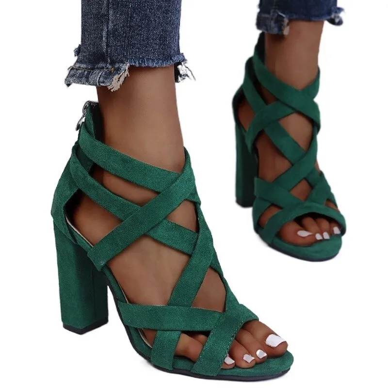 Sumptuous Suede Zipper Back High Block Heel Shoes