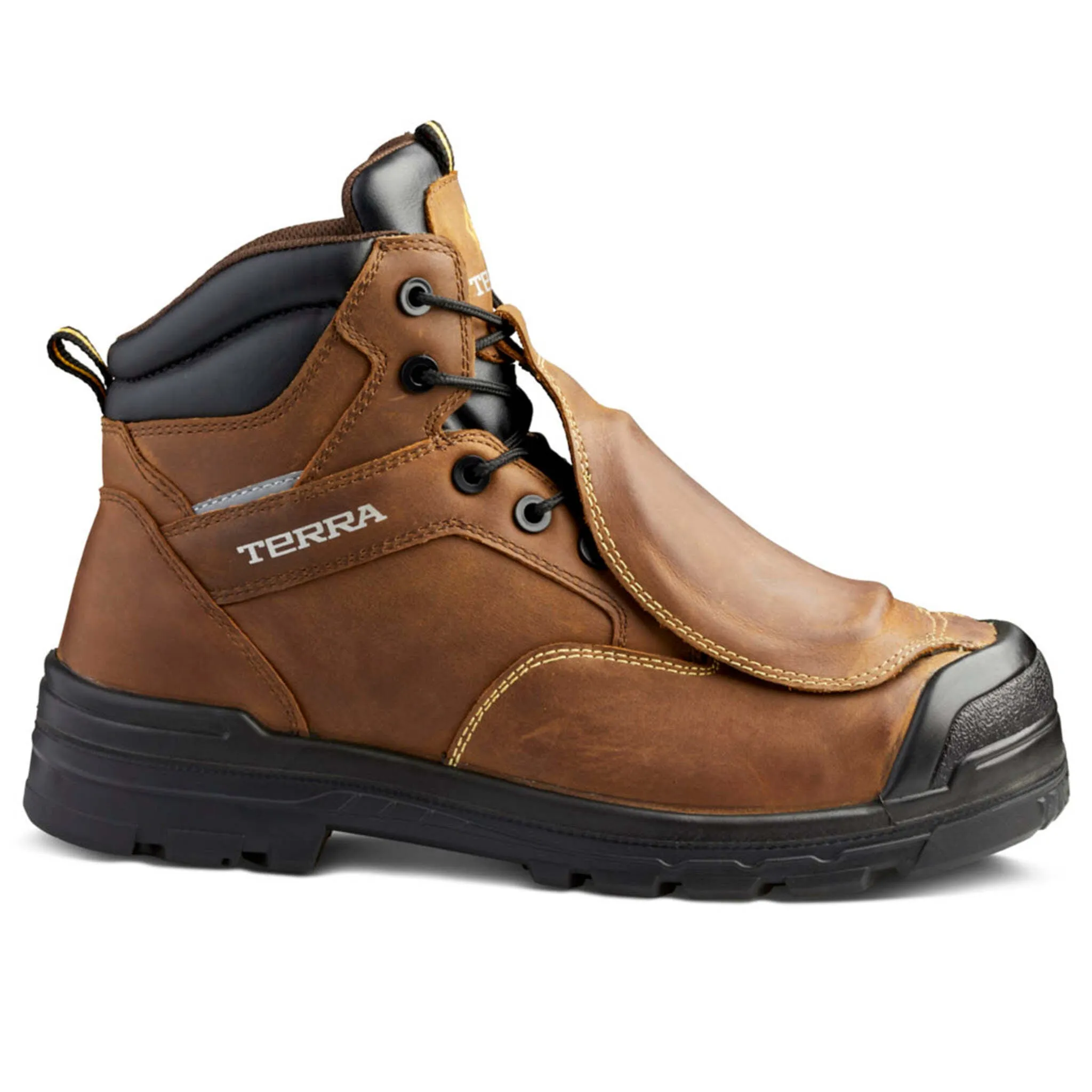 Terra Men's Safety Work Boots Barricade 6" Leather Waterproof with Metguard Composite Toe and Plate | Sizes 7-14