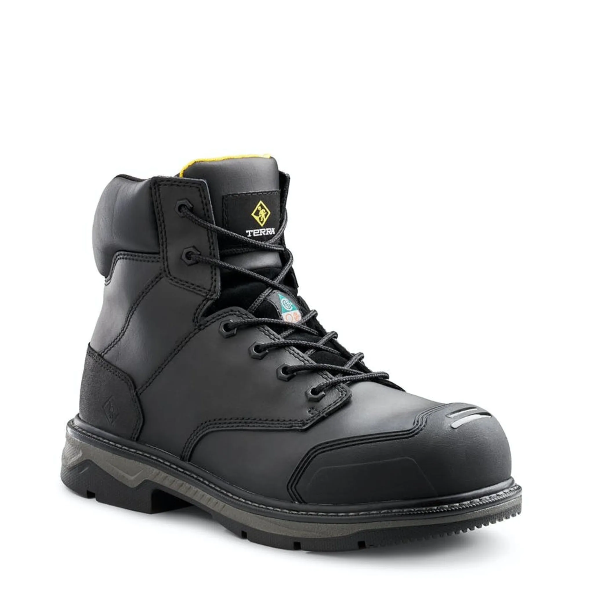 Terra Men's Safety Work Boots Patton 6" Leather Waterproof with Aluminum Toe and Composite Plate  | Sizes 6-15