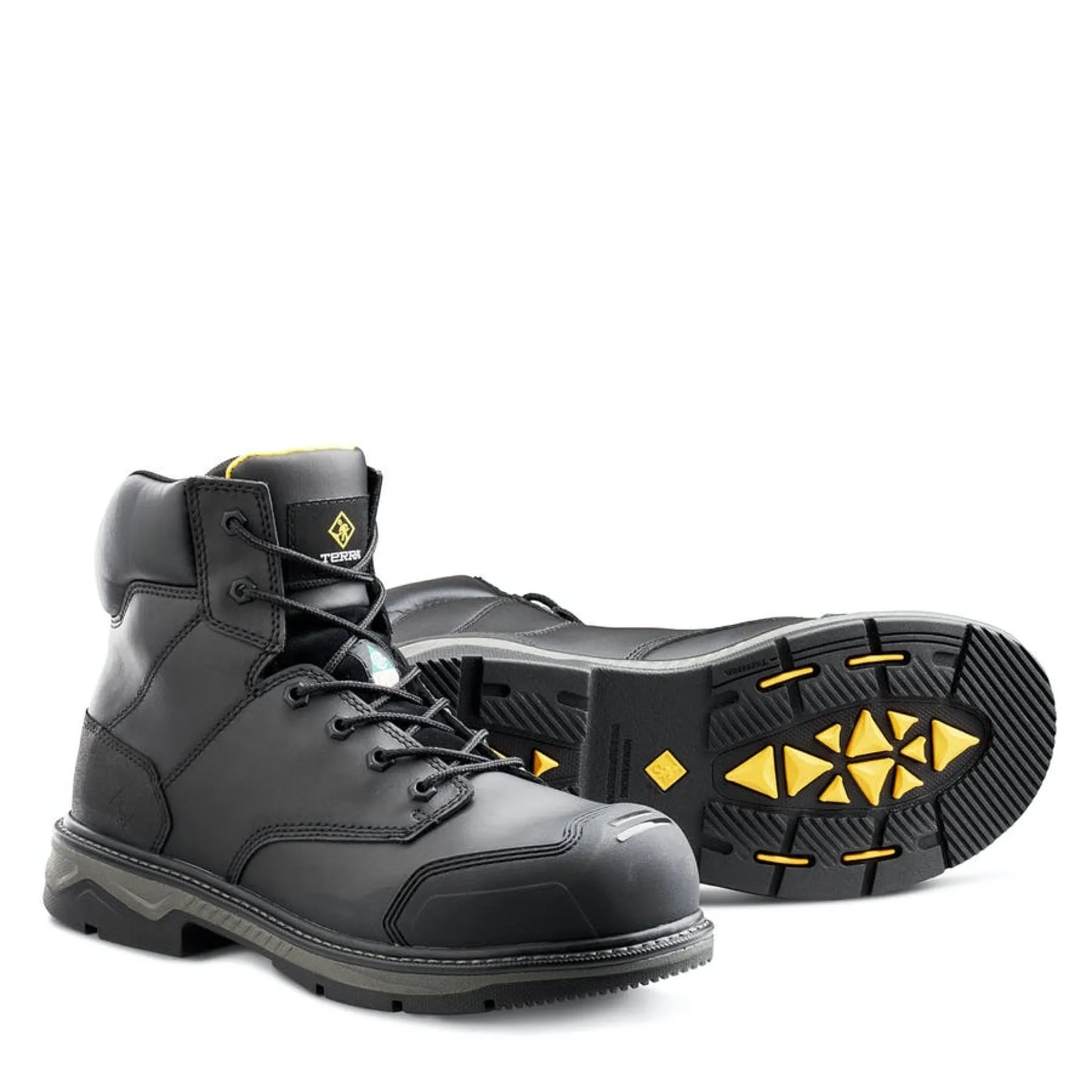 Terra Men's Safety Work Boots Patton 6" Leather Waterproof with Aluminum Toe and Composite Plate  | Sizes 6-15