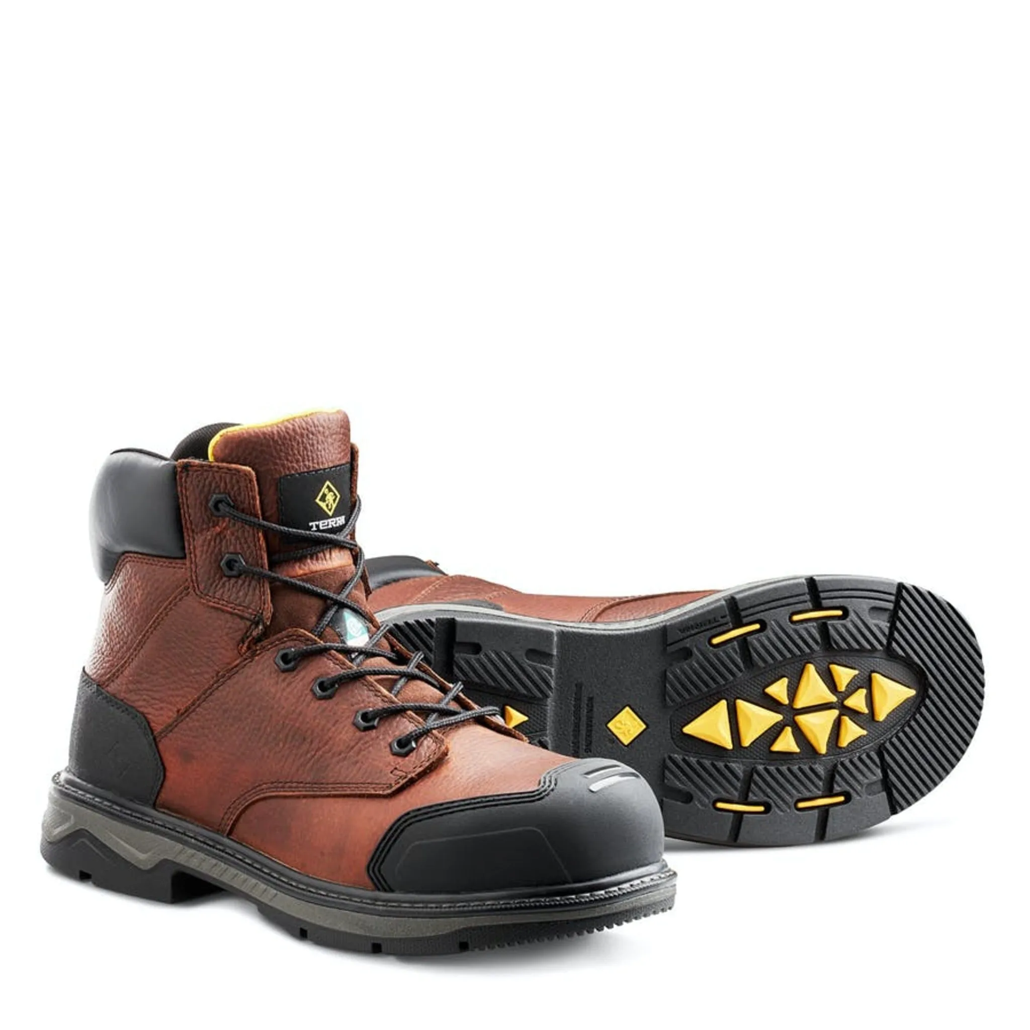 Terra Men's Safety Work Boots Patton 6" Leather Waterproof with Aluminum Toe and Composite Plate  | Sizes 6-15