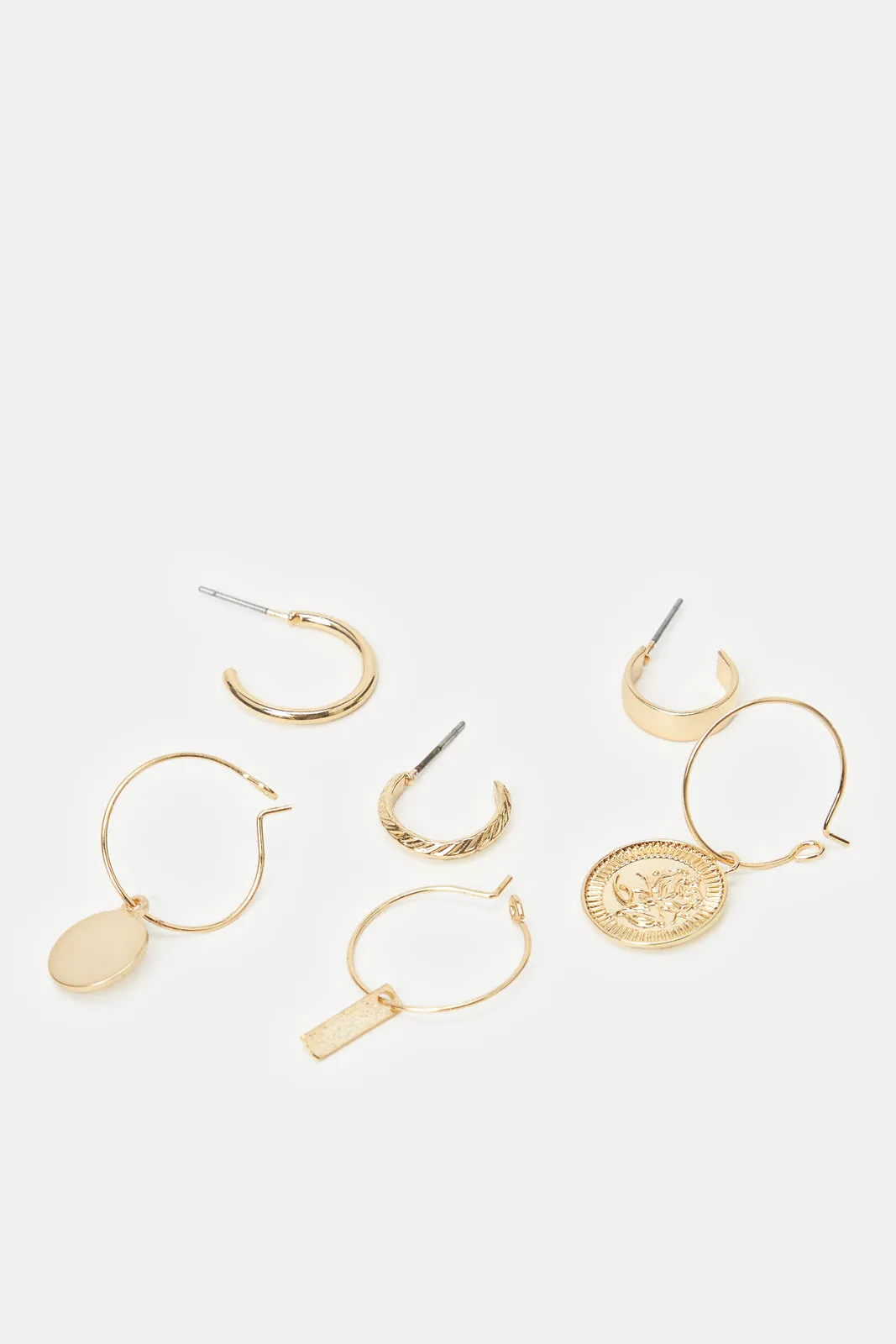 Women Gold Embellished Earrings (6 Pairs)
