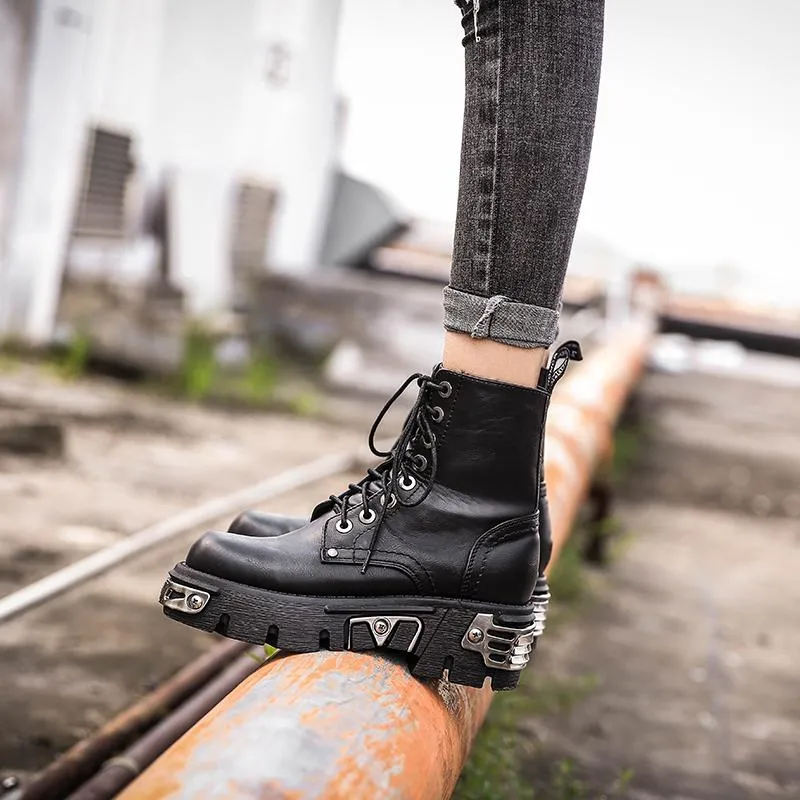 Womens Gothic High Top Motorcycle Boots