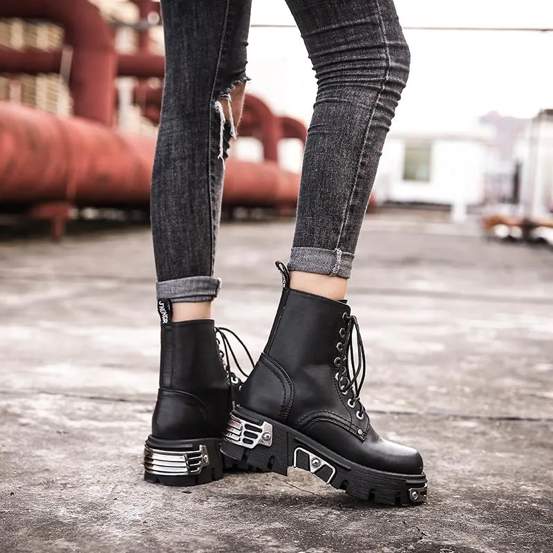 Womens Gothic High Top Motorcycle Boots