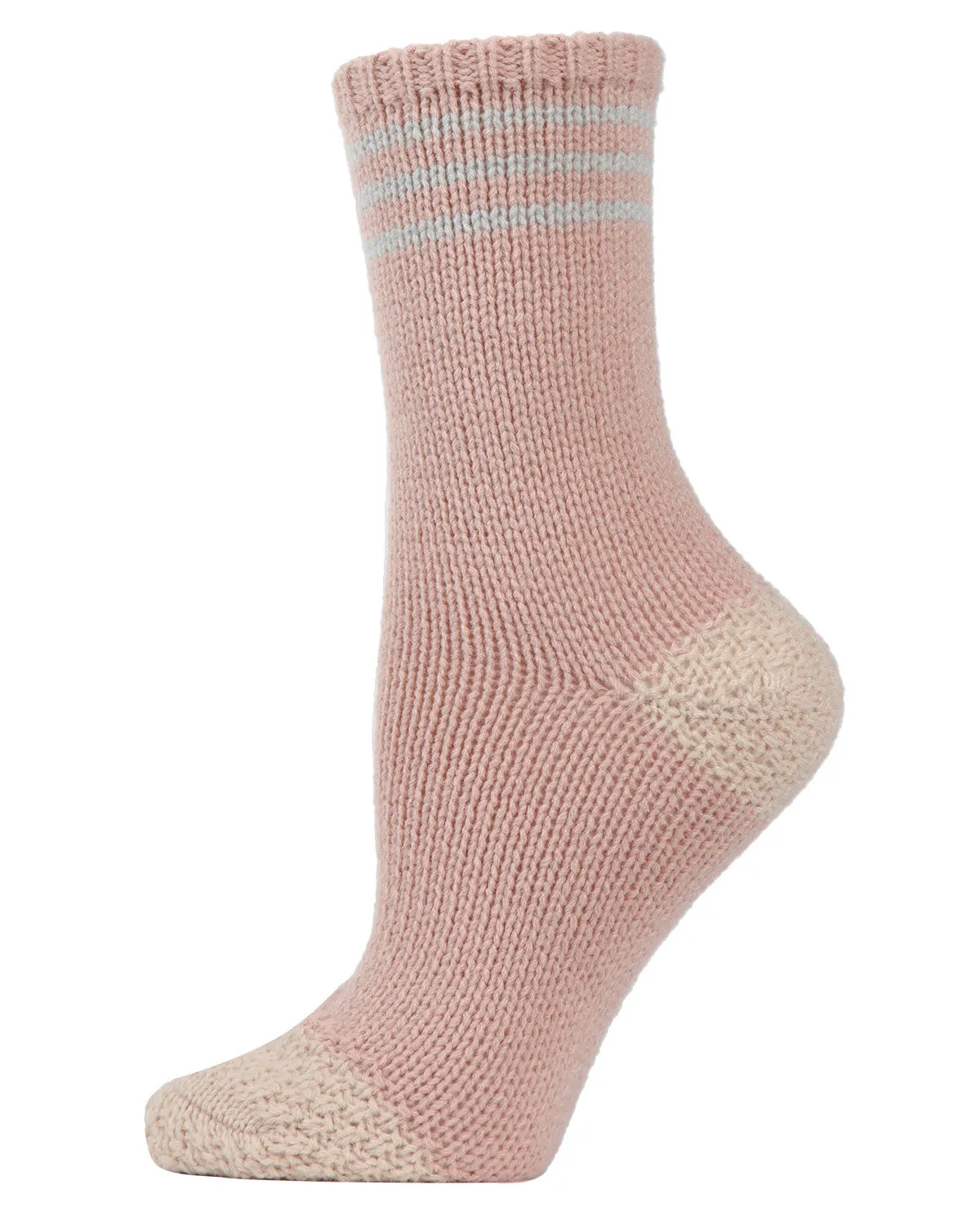 Women's Striped Cuff Heavy Sweater Knit Crew Socks