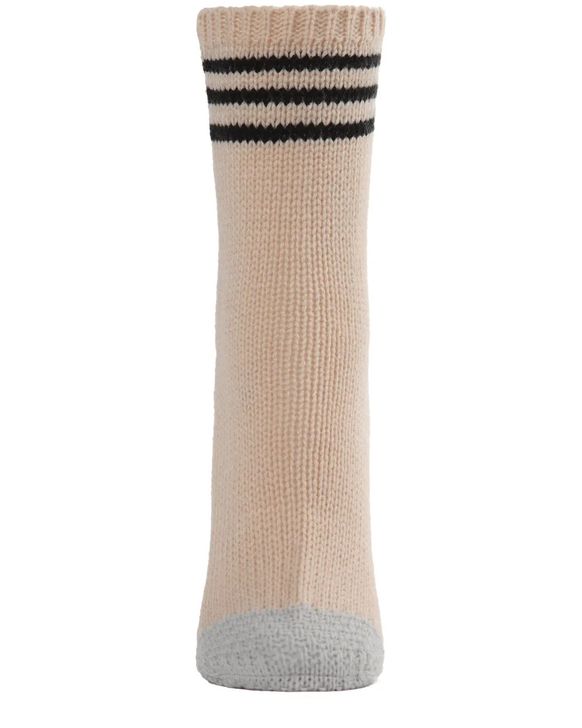 Women's Striped Cuff Heavy Sweater Knit Crew Socks