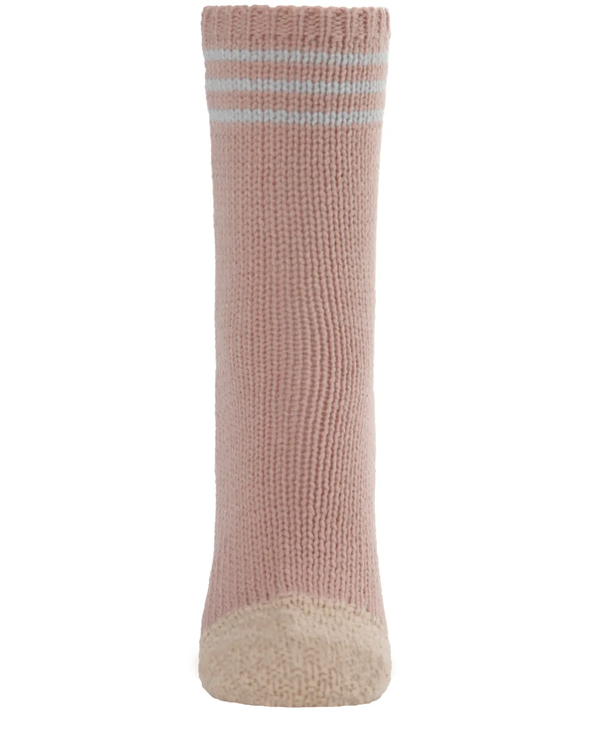 Women's Striped Cuff Heavy Sweater Knit Crew Socks