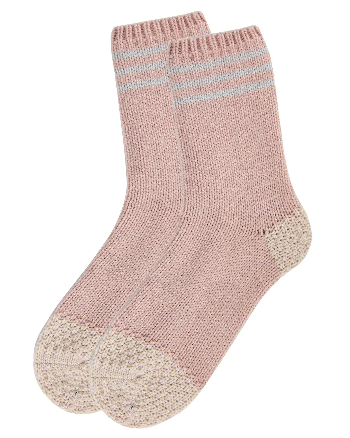 Women's Striped Cuff Heavy Sweater Knit Crew Socks